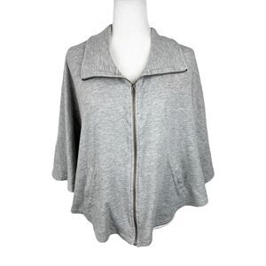Stem Anthropologie Poncho Sweater Women Small Grey Zip Up Overcoat Outer Casual